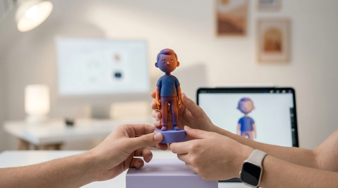 Illustration Miniu pour apercu 3d avant impression figurine avec figurine en resine mate et rendu premium