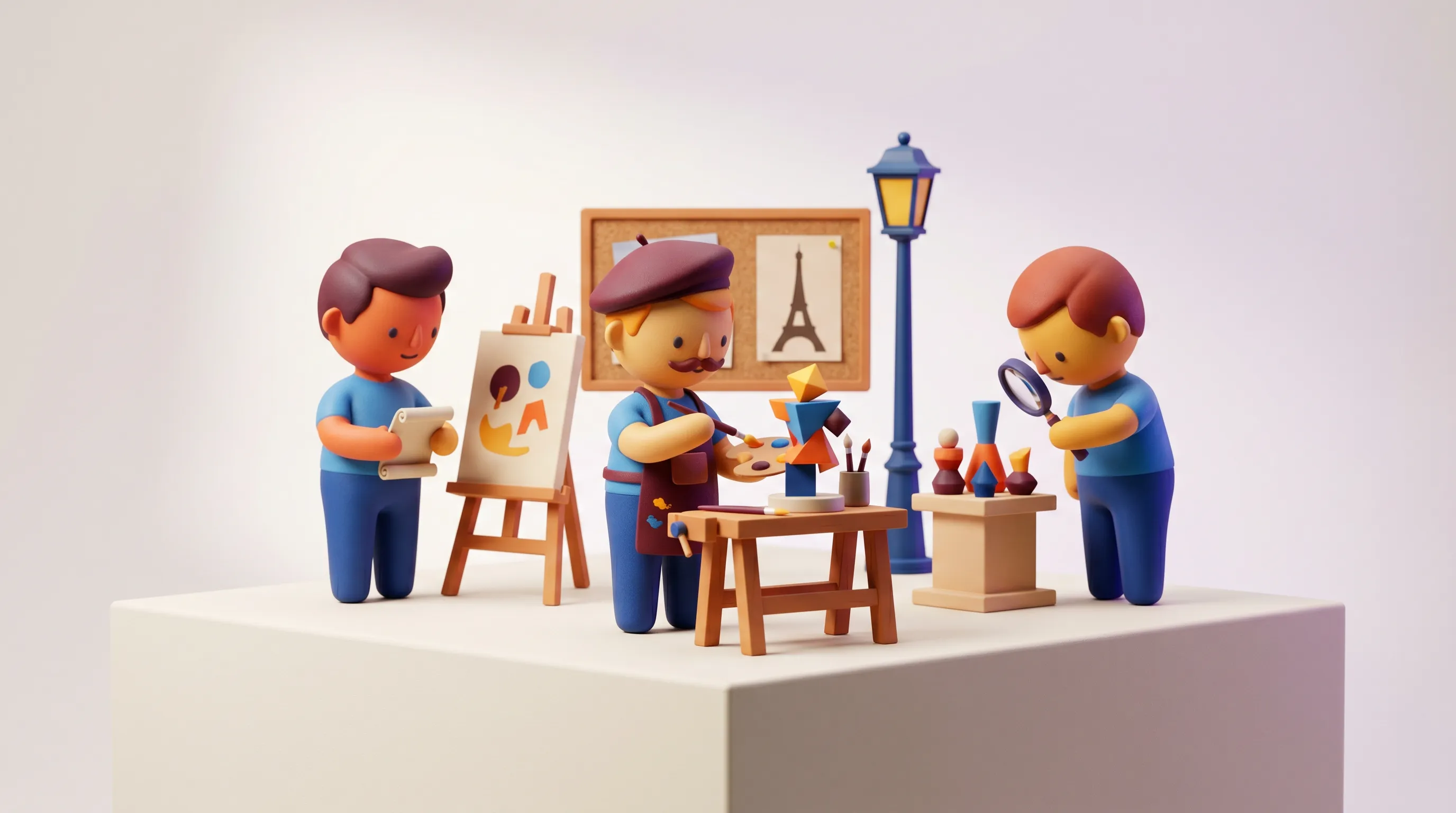 Art toy français sculpté en résine mate avec grain subtil, figurine originale par un artiste local