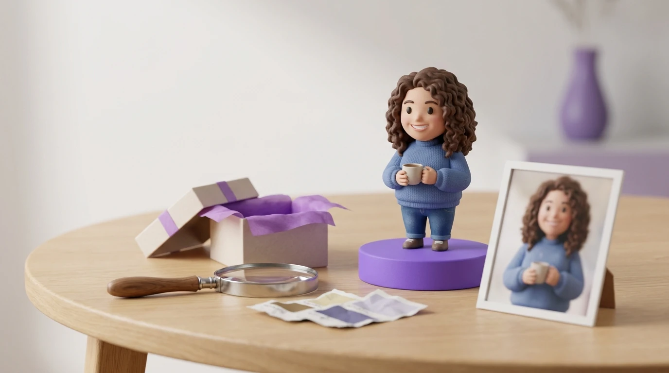 Illustration Miniu pour avis figurine 3d ressemblance avec figurine en resine mate et rendu premium