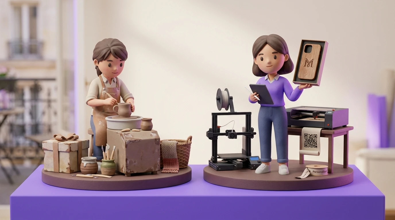 Illustration Miniu pour cadeau fait main vs personnalise avec figurine en resine mate et rendu premium