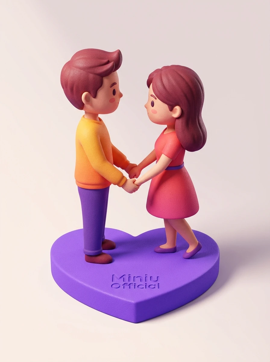 Illustration Miniu pour cadeau couple personnalise avec figurine en resine mate et rendu premium