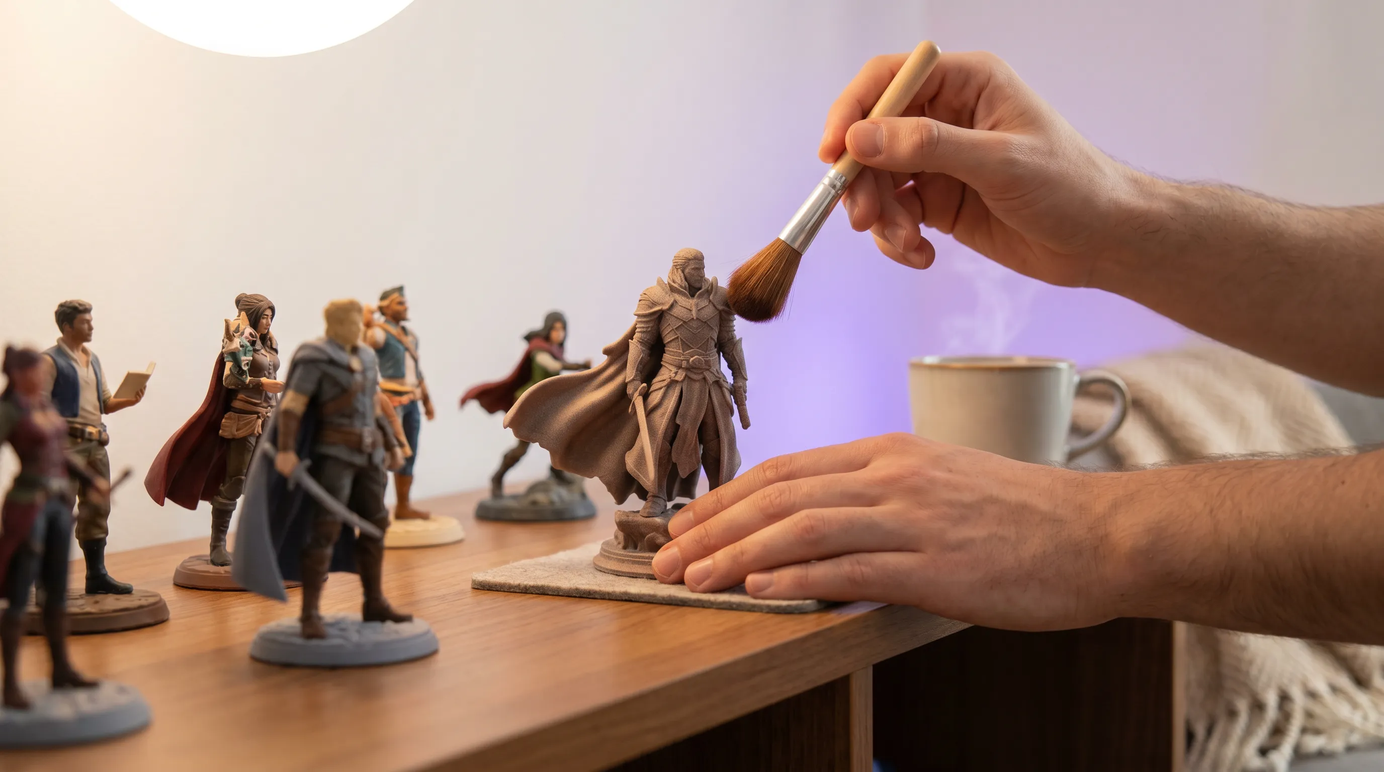 Nettoyage délicat d'une figurine 3D en résine Miniu avec chiffon doux
