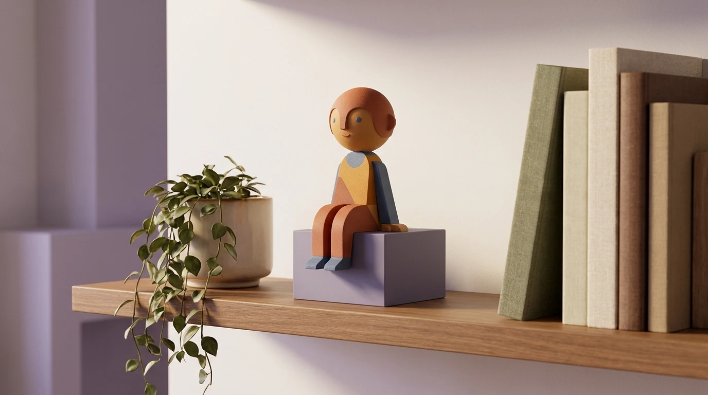 Illustration Miniu pour figurine 3d decoration interieur avec figurine en resine mate et rendu premium