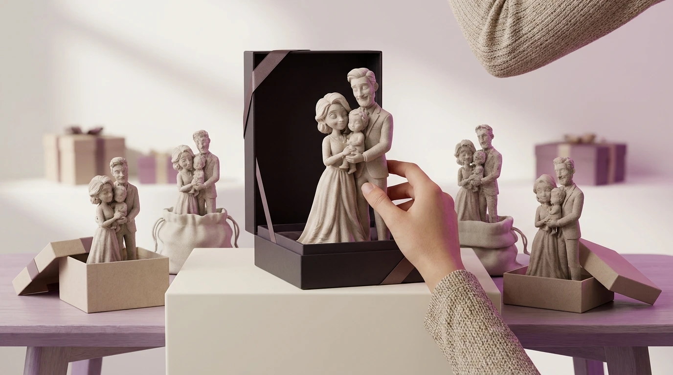 Illustration Miniu pour figurine 3d pas chere ou premium avec figurine en resine mate et rendu premium