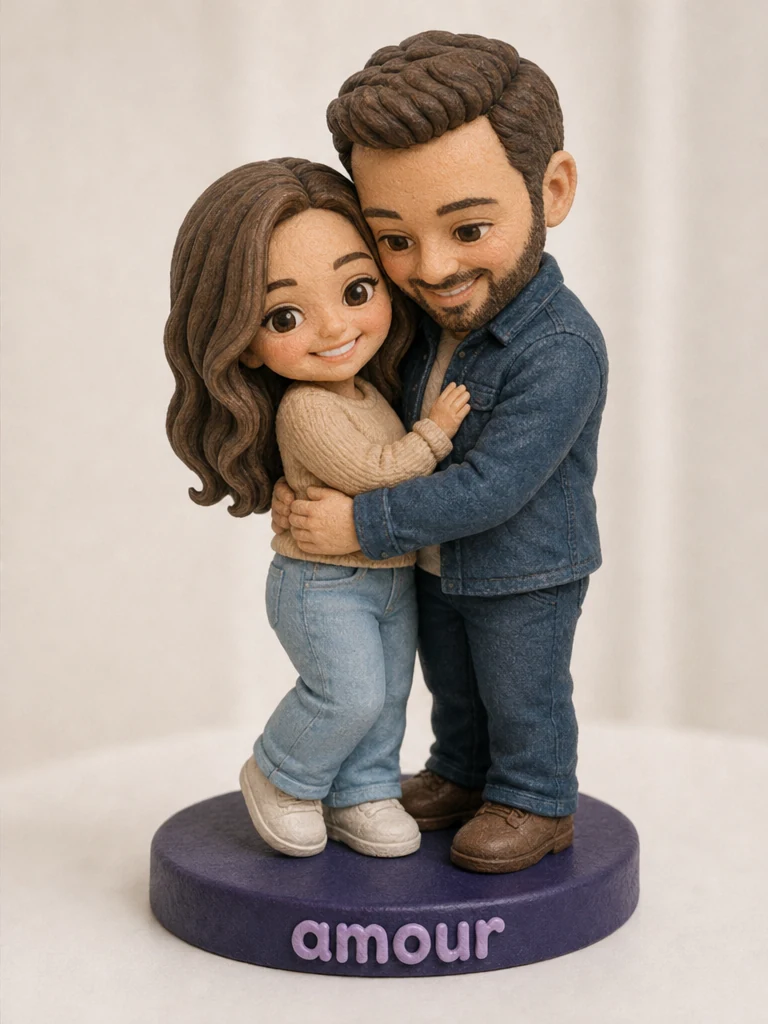 Figurine de couple personnalisée à partir de votre photo — style cute 3D | MiniU