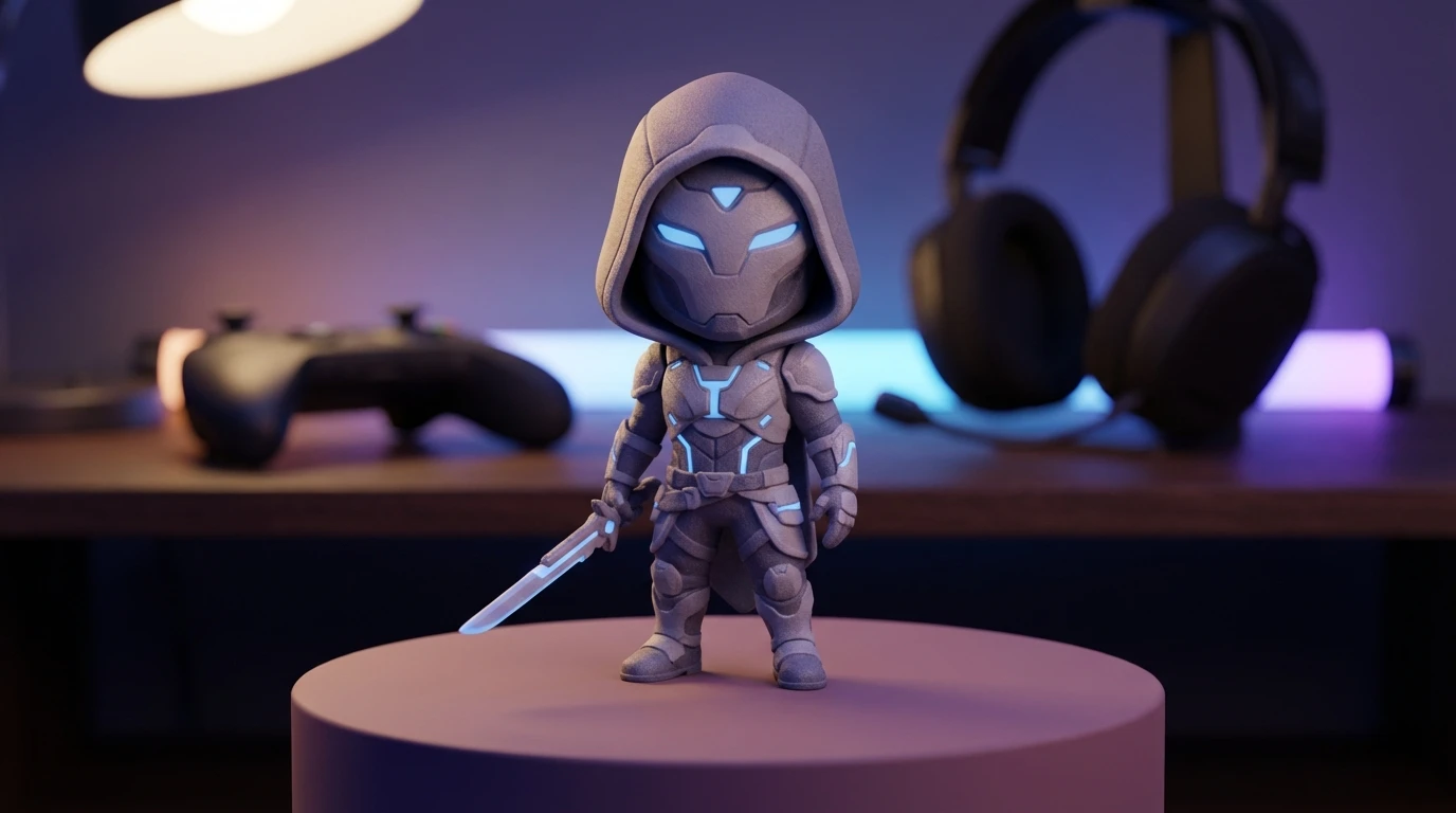 Illustration Miniu pour figurine 3d gaming avec figurine en resine mate et rendu premium