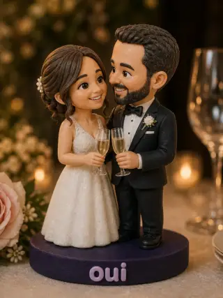 Figurine 3D personnalisee mariage cake topper maries