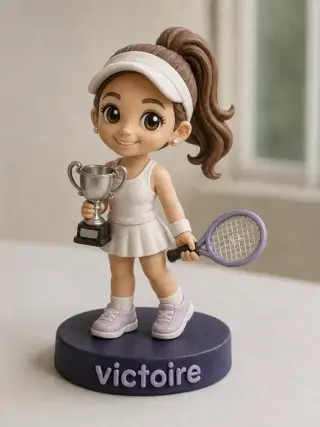 Figurine 3D personnalisee sportif en action sur socle