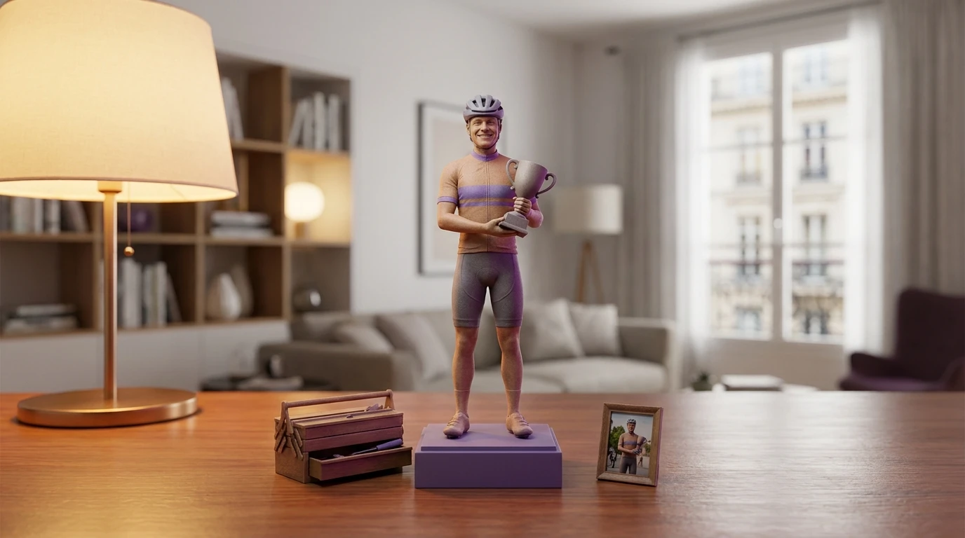 Illustration Miniu pour figurine sport personnalisée avec figurine en resine mate et rendu premium