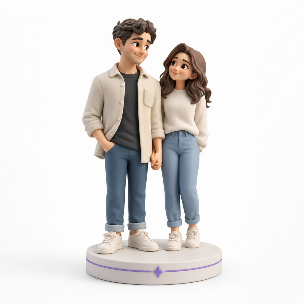 Figurine 3D personnalisée couple — Mains jointes 6 cm