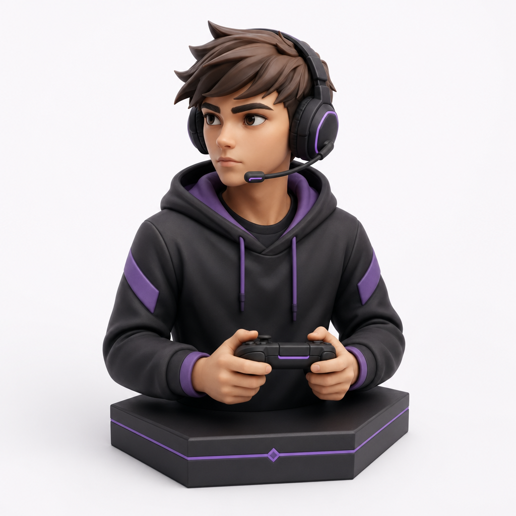 Figurine 3D personnalisée gamer — Casque esport 8 cm | MiniU