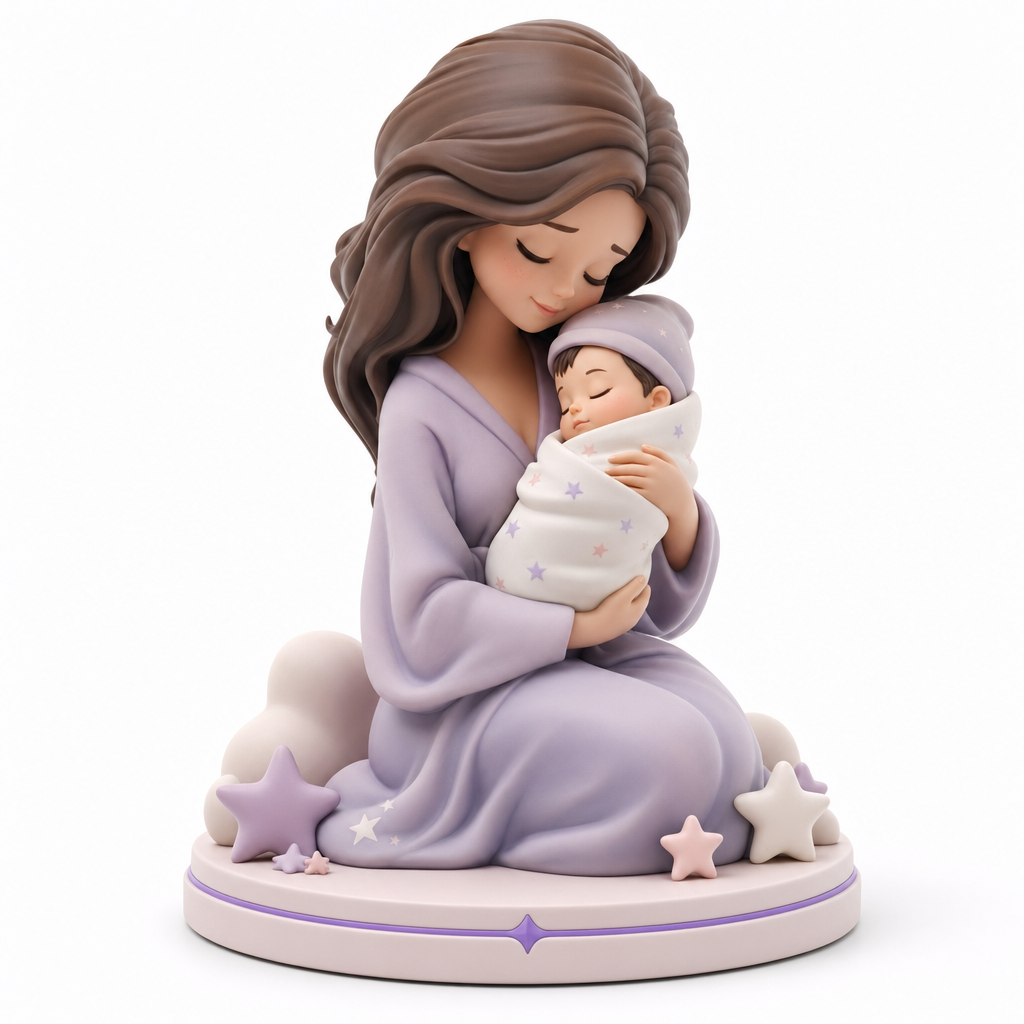 Figurine 3D personnalisée bébé — Parent bebe 8 cm