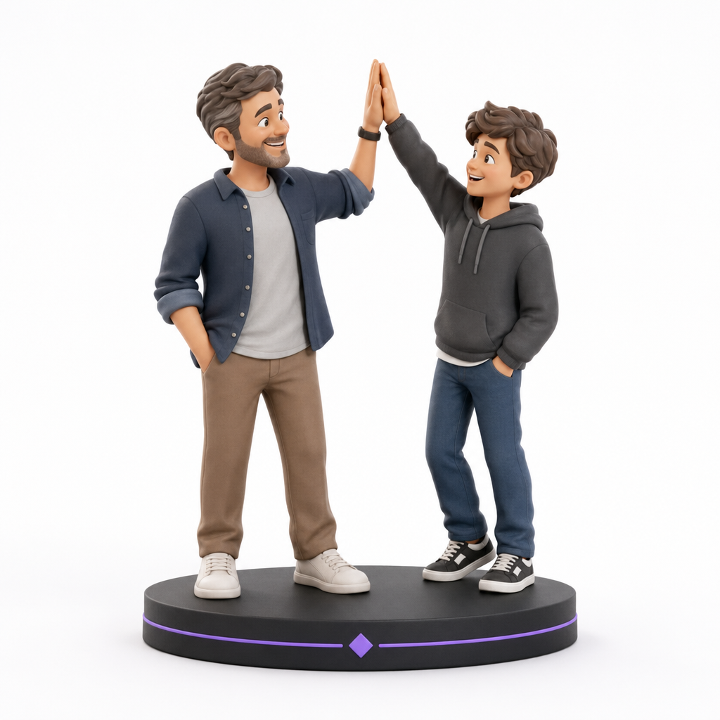 Figurine 3D personnalisée famille — Parent ado 8 cm