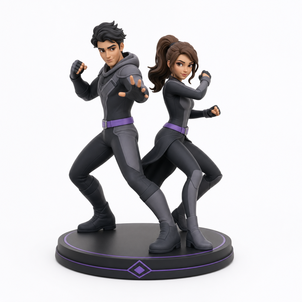 Figurine 3D personnalisée couple — Superheros 6 cm | MiniU