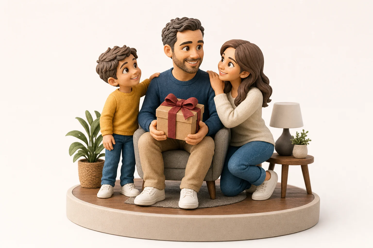 Figurine 3D personnalisée représentant un papa avec ses accessoires favoris, résine HD mate, cadeau fête des pères