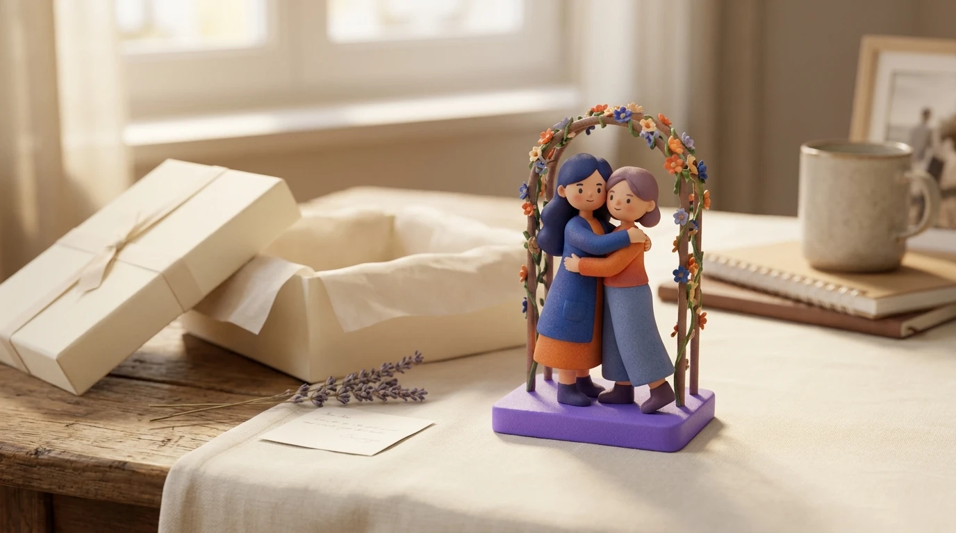 Figurine personnalisée 3D représentant une jeune femme avec ses traits et sa tenue, cadeau original pour sa soeur