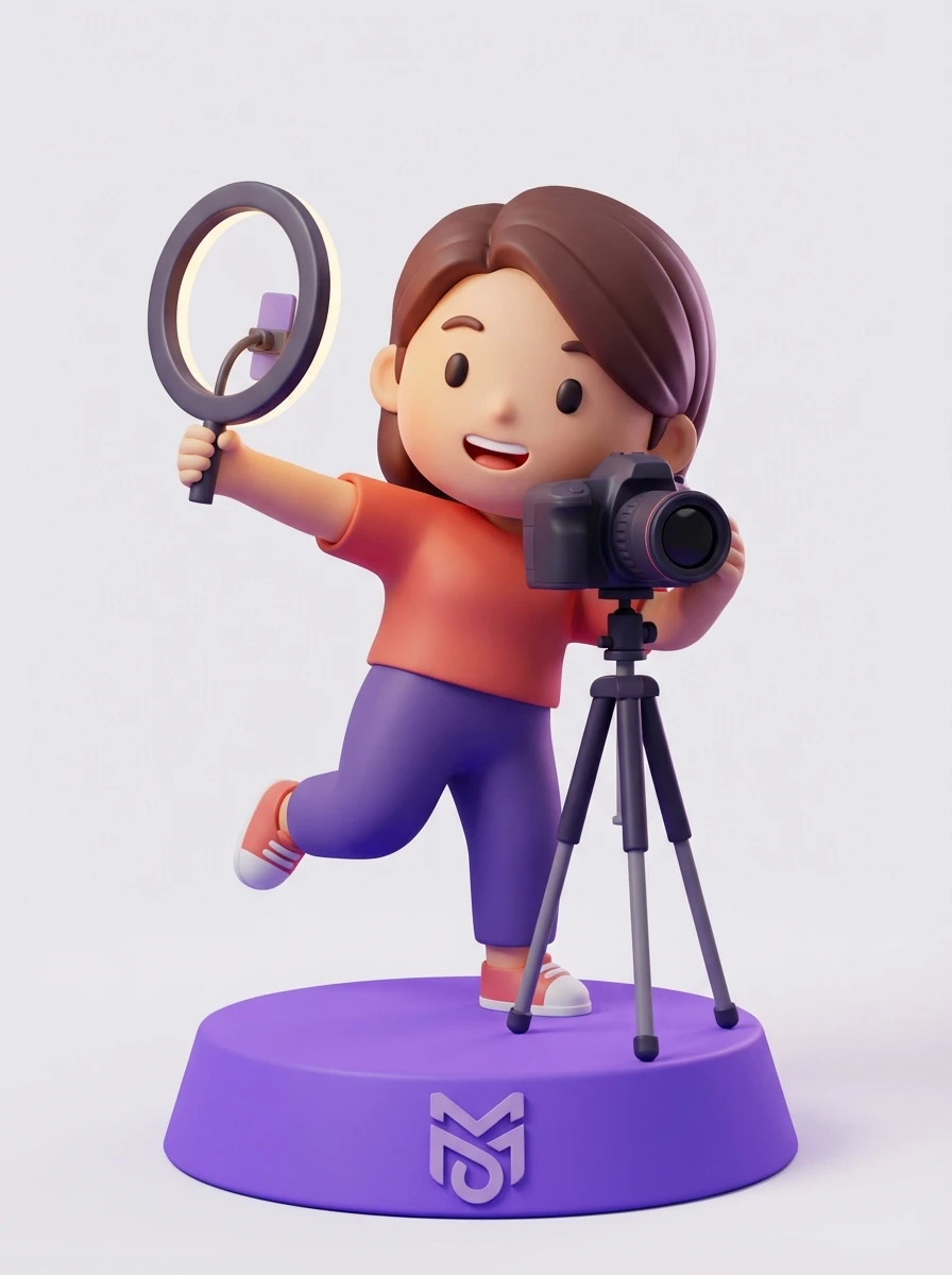 Figurine 3D personnalisée d'un créateur de contenu posée sur un setup de streaming