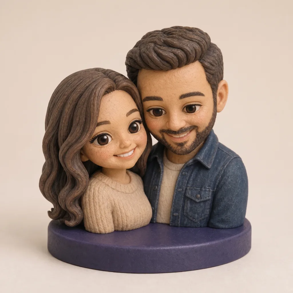 Figurine couple personnalisée — buste Cute 4 cm | Miniu