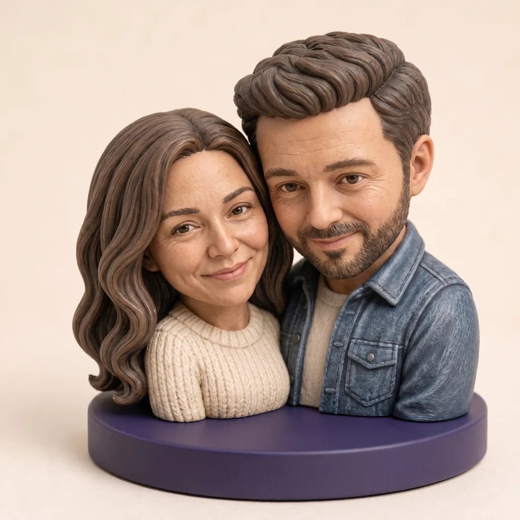 Figurine couple personnalisée — buste Réaliste 6 cm | Miniu