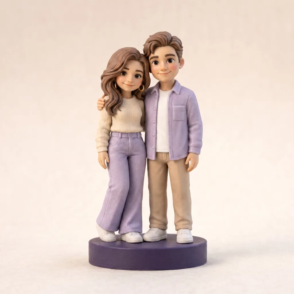 Figurine couple personnalisée — Pastel 8 cm | Miniu