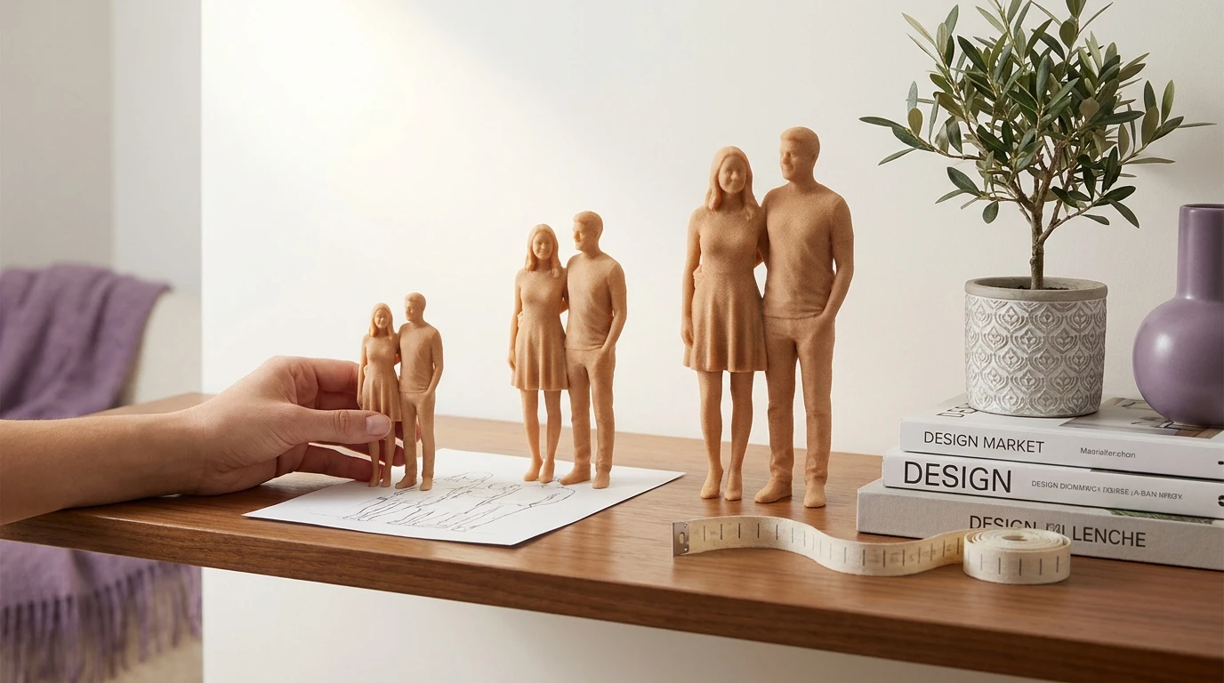 Illustration Miniu pour taille figurine 3d personnalisée avec figurine en resine mate et rendu premium