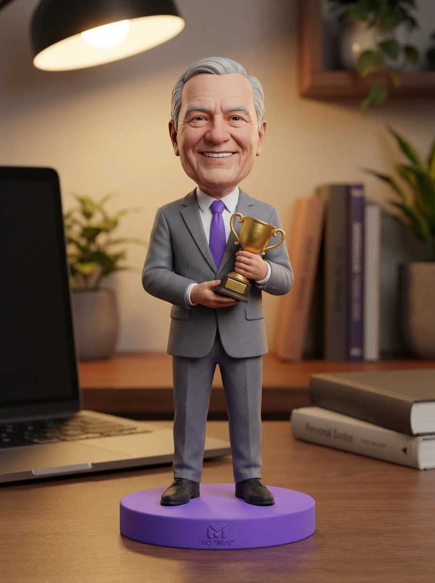 Figurine 3D personnalisée offerte lors d'un départ en retraite à un collègue