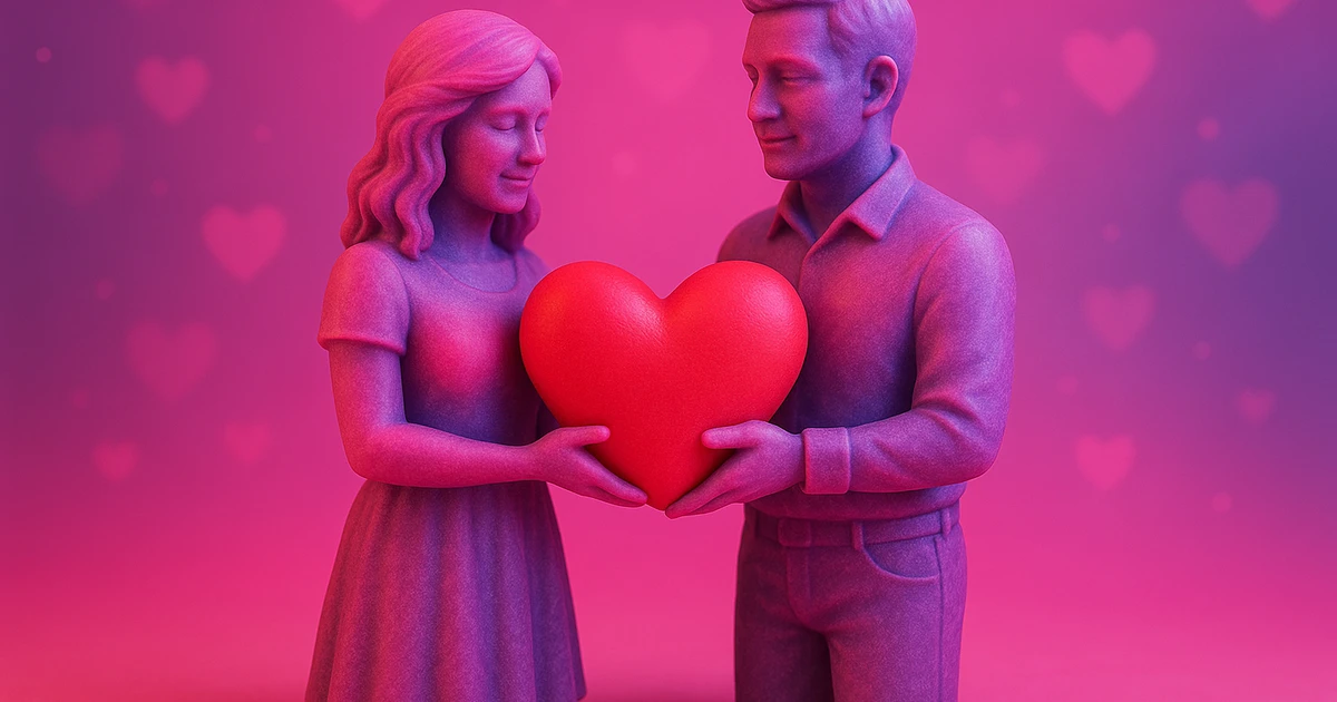 Figurine 3D couple Saint-Valentin