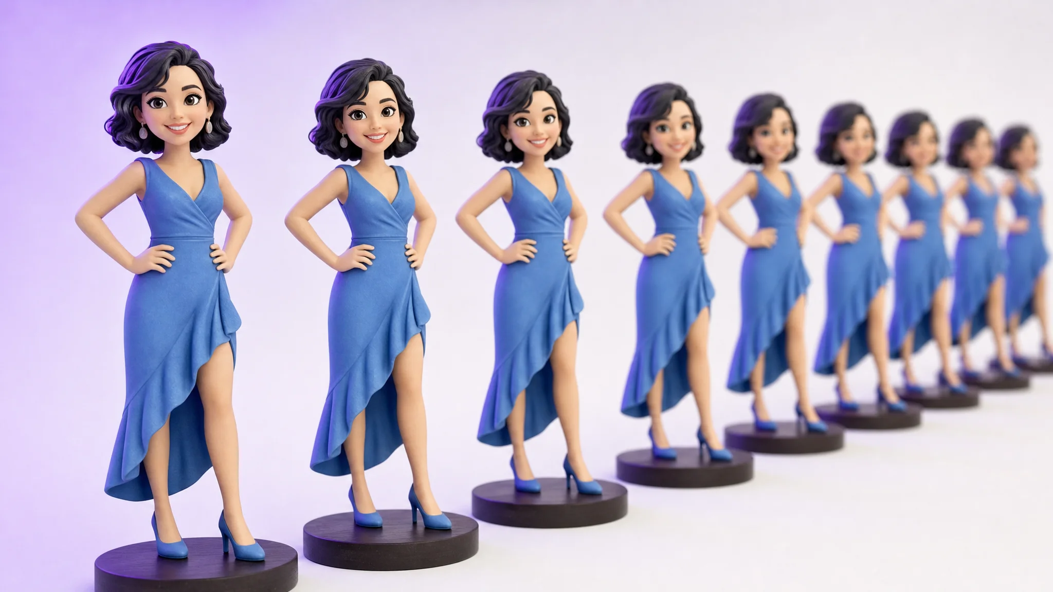 Série de figurines strictement identiques imprimées en couleur dans la masse : la répétabilité de la chaîne numérique Miniu