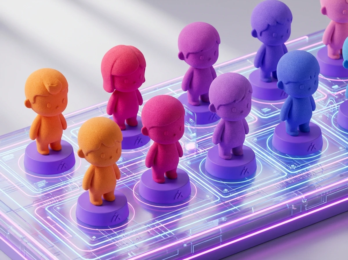 Illustration futuriste montrant les tendances 2026 des cadeaux personnalisés en 3D