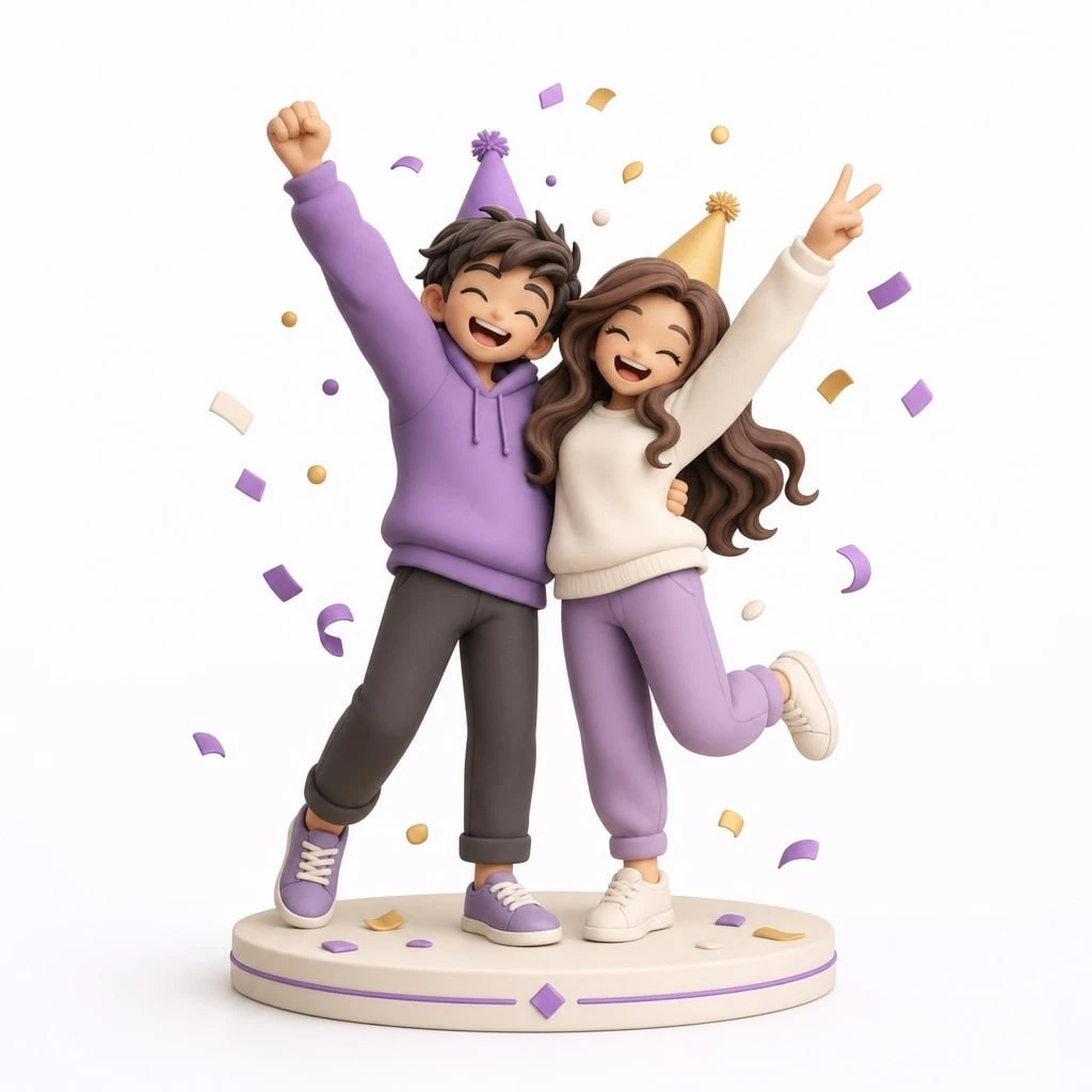 Figurine anniversaire 2 amis personnalisée 7 cm — MiniU