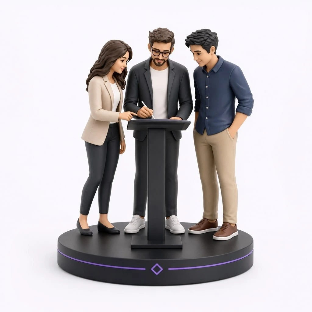 Figurine equipe entreprise 3 collaborateurs personnalisée 10 cm — MiniU