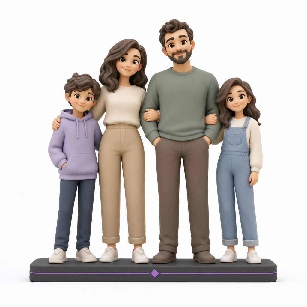 Figurine famille 4 personnes personnalisée 12 cm — MiniU
