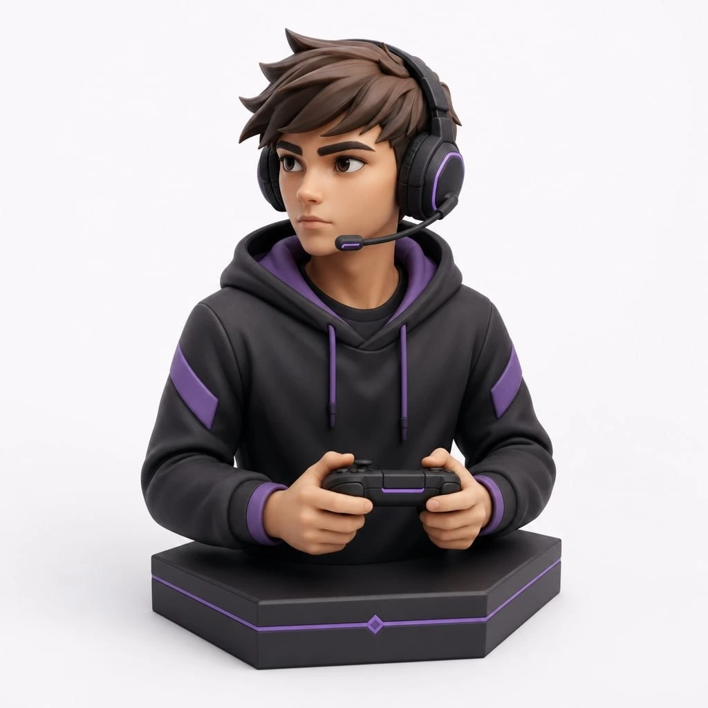 Figurine gamer personnalisée casque esport 8 cm — MiniU