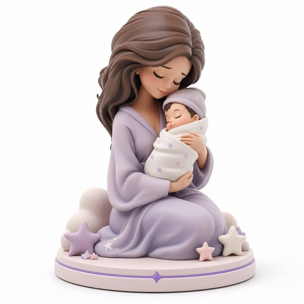Figurine naissance parent bebe personnalisée 8 cm — MiniU