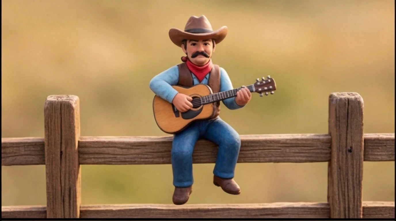 Figurine 3D personnalisee sur mesure 1 sujet 6 cm - Figurine cowboy jouant guitare - MiniU