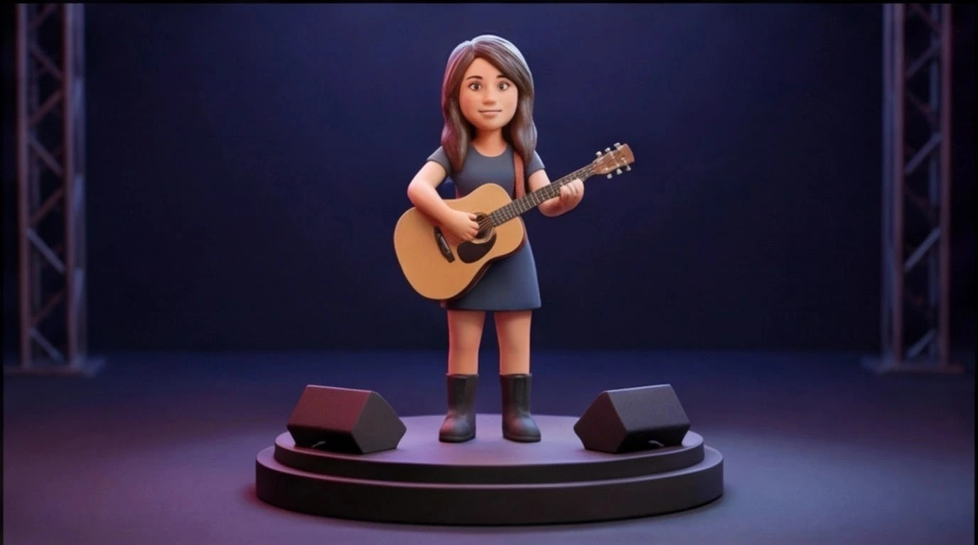 Figurine 3D personnalisee sur mesure 1 sujet 6 cm - Figurine musicienne guitare scène - MiniU