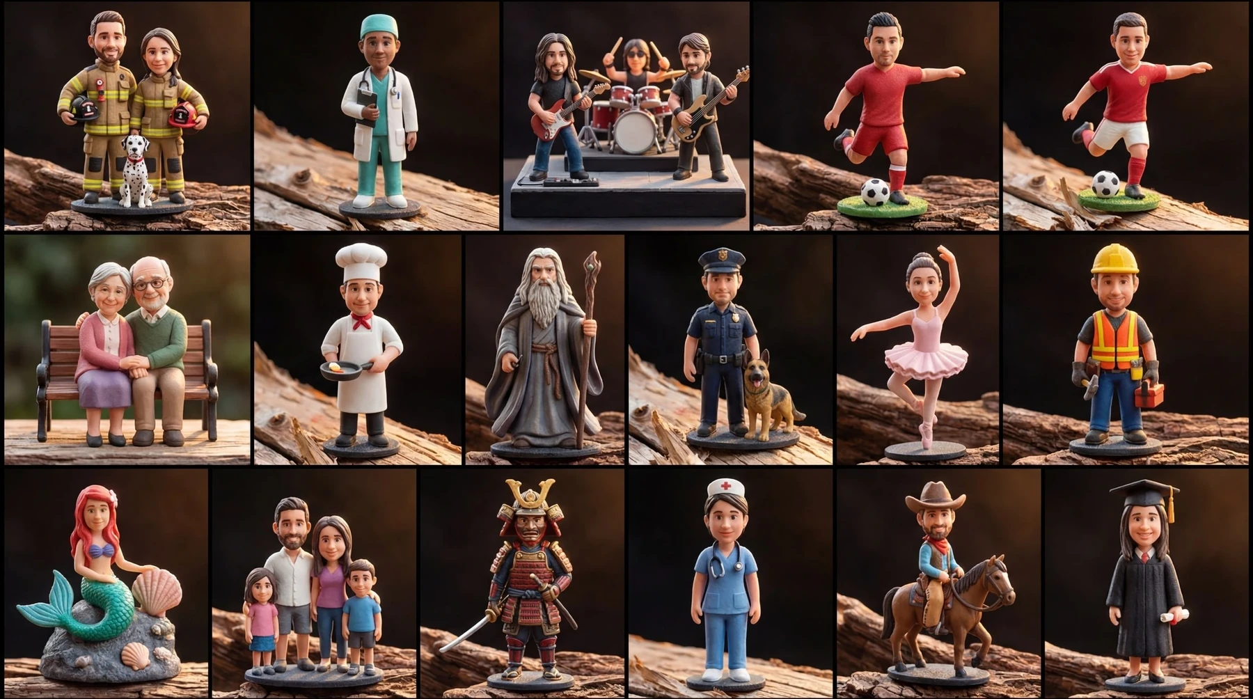 Figurine 3D personnalisee famille 3 sujets 6 cm - Figurine famille unie - MiniU