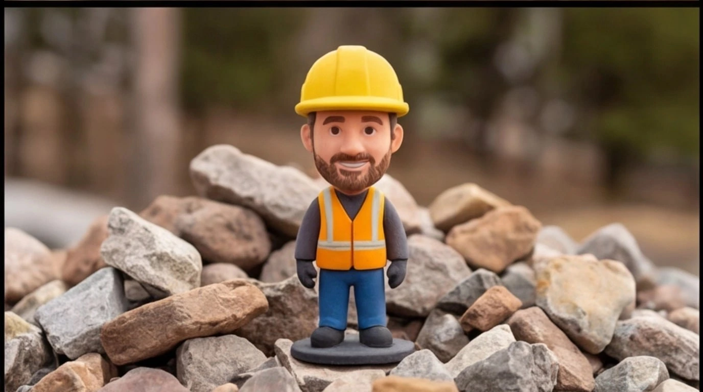 Figurine 3D personnalisee sur mesure 1 sujet 6 cm - Figurine Ouvrier Chantier - MiniU