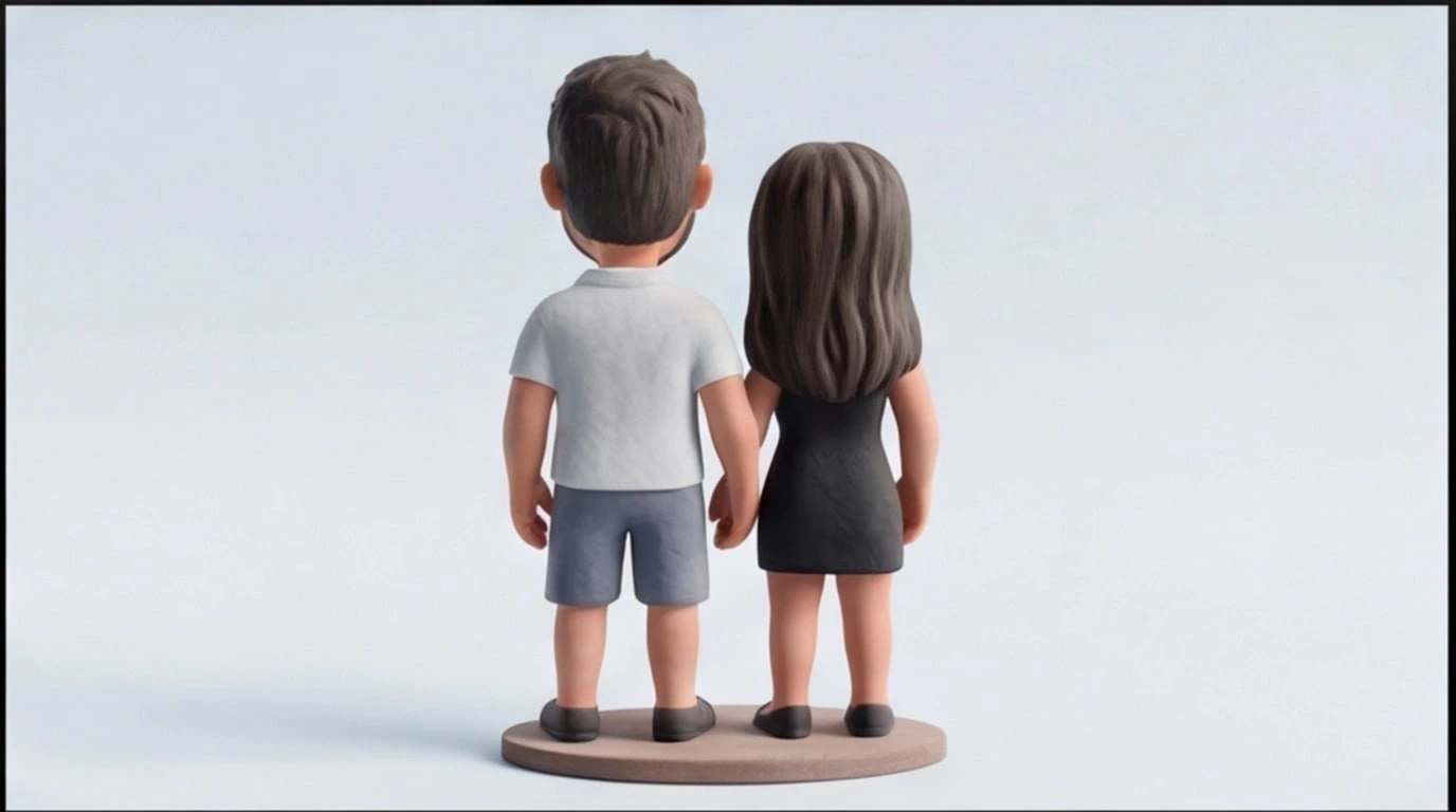 Figurine 3D personnalisee couple 2 sujets 6 cm - Figurines couple main dans la main - MiniU