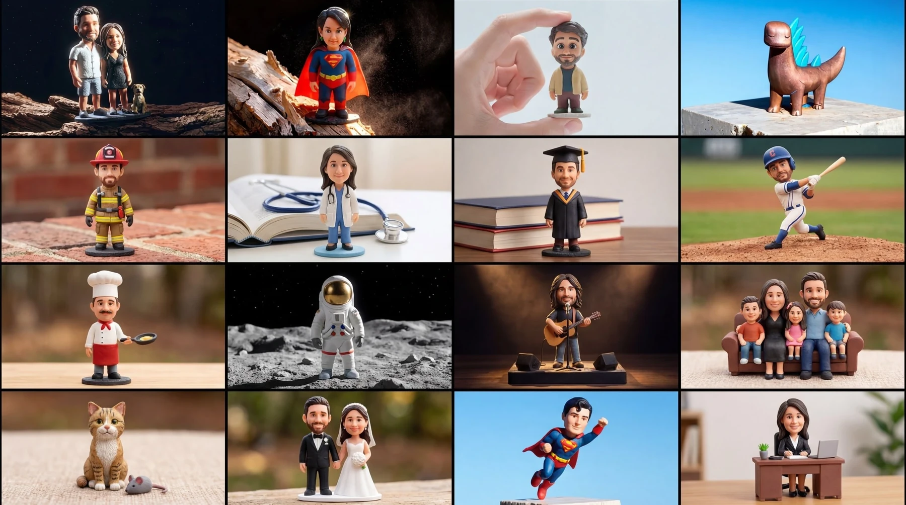 Figurine 3D personnalisee famille 3 sujets 6 cm - Figurines famille sur canapé - MiniU