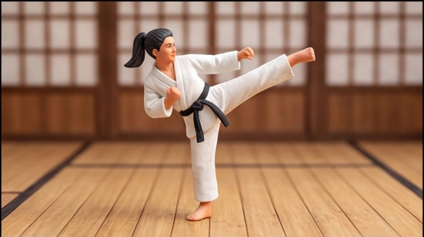 Figurine 3D personnalisee sport 1 sujet 6 cm - Figurine karaté en kimono - MiniU