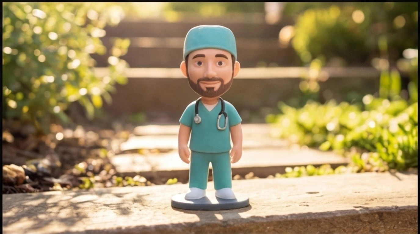 Figurine 3D personnalisee sur mesure 1 sujet 6 cm - Figurine Médecin en Tenue Verte - MiniU