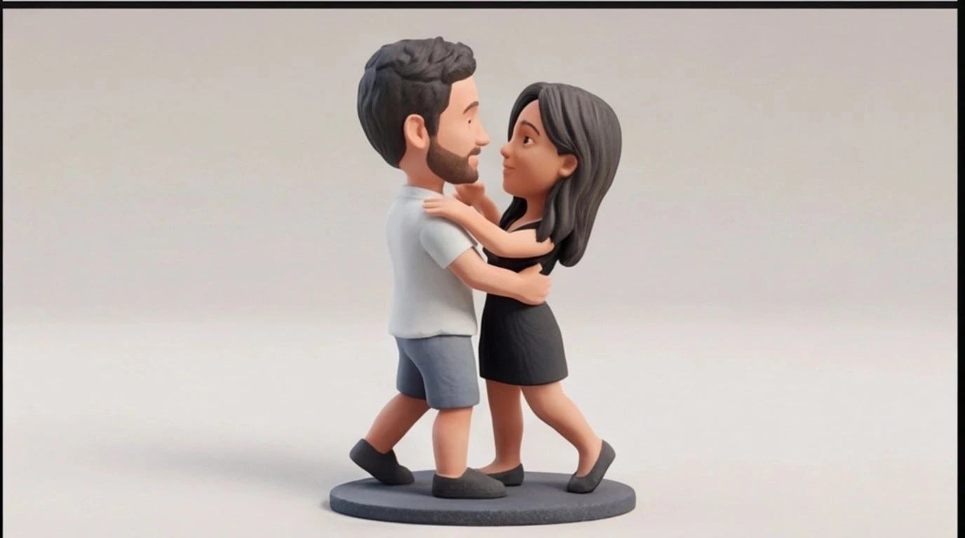 Figurine 3D personnalisee couple 2 sujets 6 cm - Figurines Couple Enlacé - MiniU