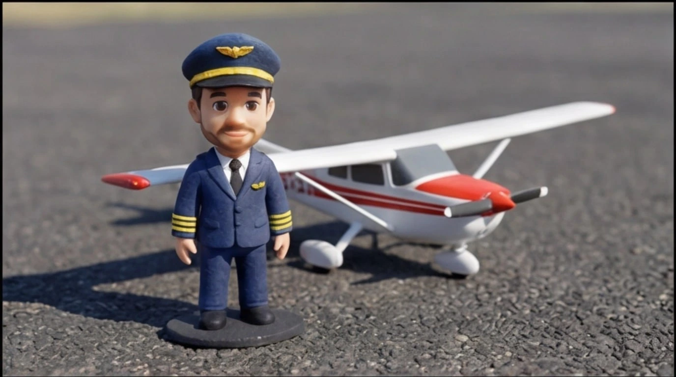 Figurine 3D personnalisee sur mesure 1 sujet 6 cm - Figurine pilote avec avion - MiniU