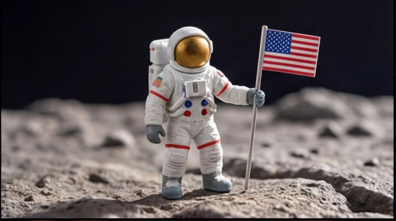 Figurine 3D personnalisee sur mesure 1 sujet 6 cm - Figurine Astronaute avec Drapeau - MiniU