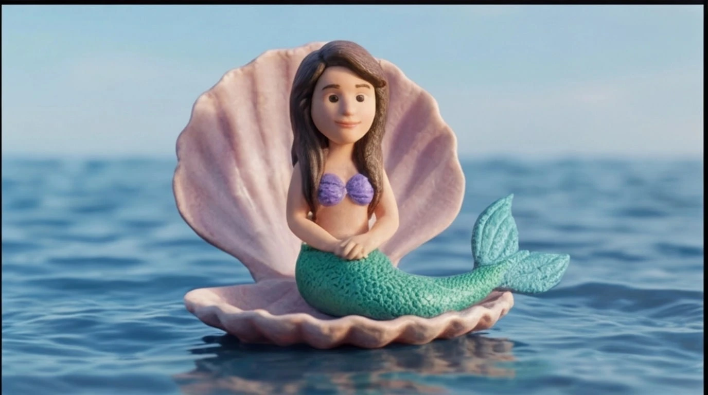 Figurine 3D personnalisee animal de compagnie 1 sujet 6 cm - Figurine sirène dans coquille - MiniU
