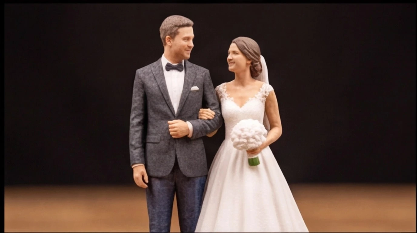 Figurine 3D personnalisee couple 2 sujets 6 cm - Figurines Couple Mariage Élégant - MiniU
