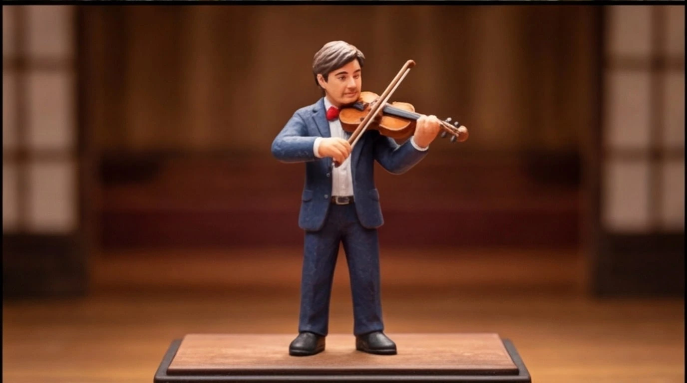 Figurine 3D personnalisee sur mesure 1 sujet 6 cm - Figurine violoniste en costume - MiniU
