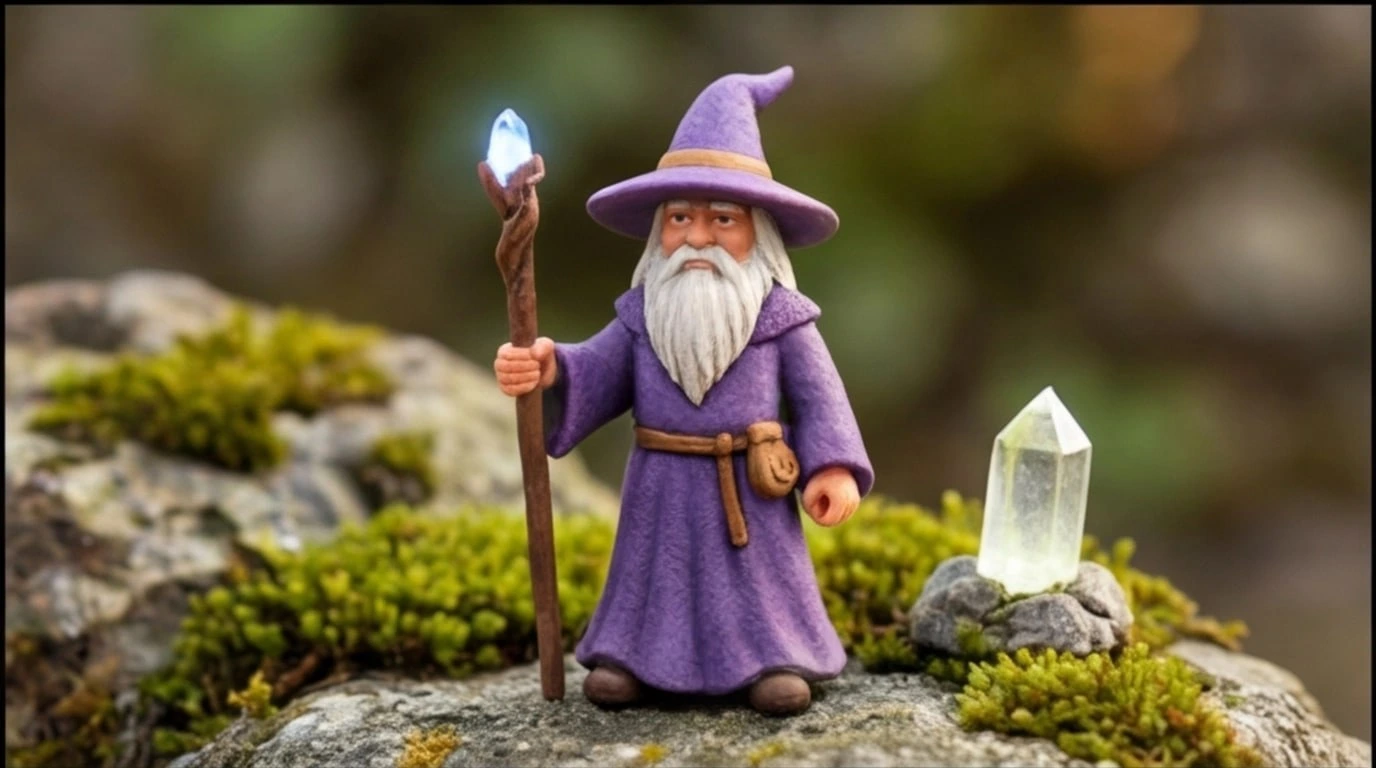 Figurine 3D personnalisee sur mesure 1 sujet 6 cm - Figurine Magicien Violet - MiniU