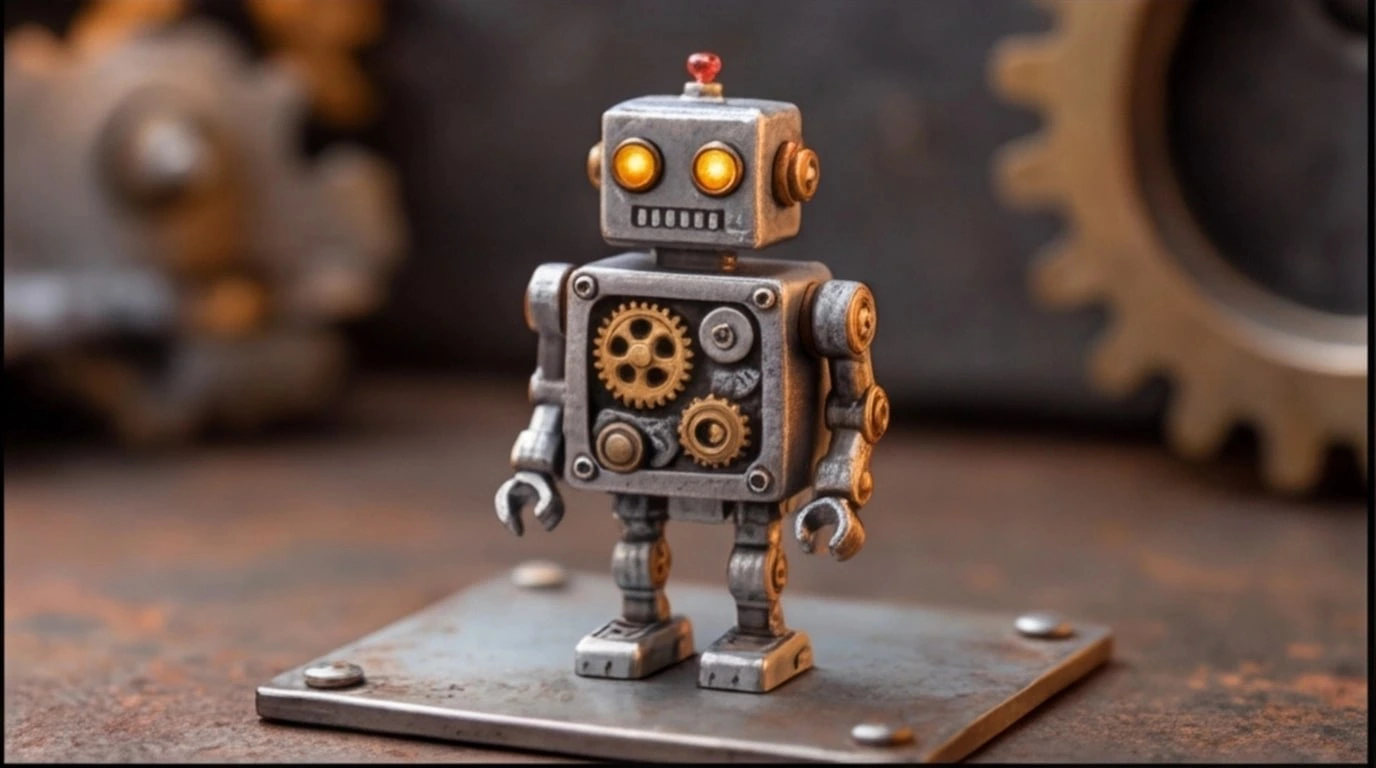 Figurine 3D personnalisee sur mesure 1 sujet 6 cm - Figurine Robot Vintage Engrenages - MiniU